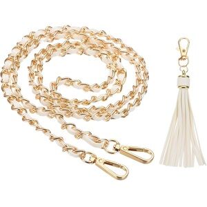 Gold and White Chain Strap with Tassel 47 inches